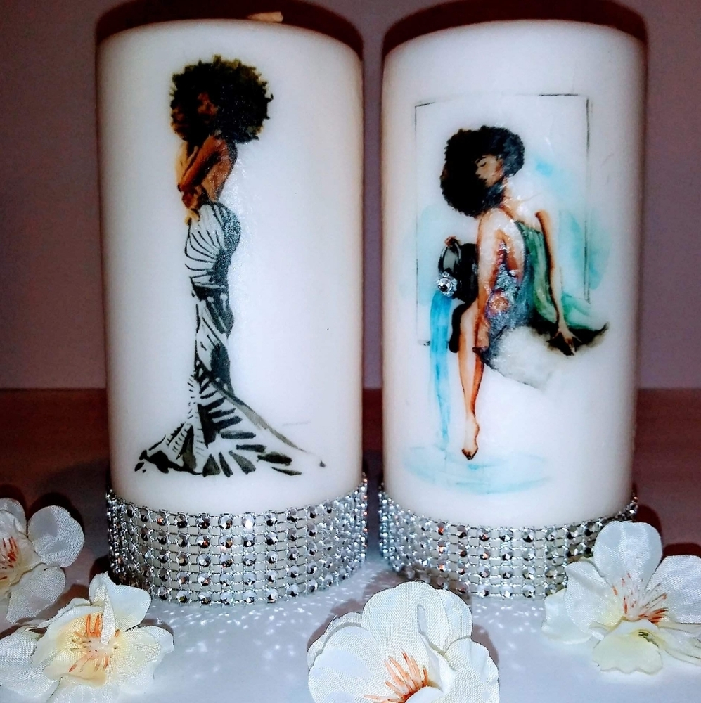 Black Art Inspirational Keepsake Pillar Candle Set